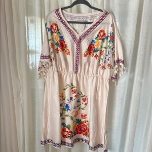 Floral Embroidered Cream Dress